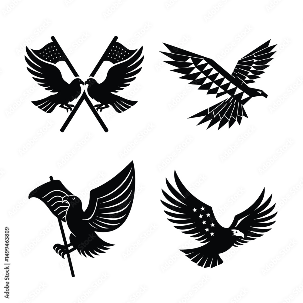 Obraz premium United Wings: Flag Blended Eagle Silhouette for Independence