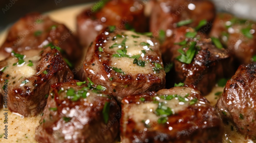 steak of meat is fried in oil in a frying pan steak of meat is fried in oil in a frying pan