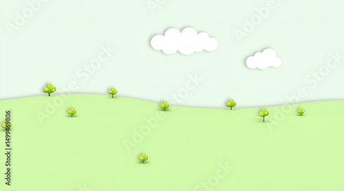 Vibrant Cartoonish Landscape with Rolling Green Hills and a Path