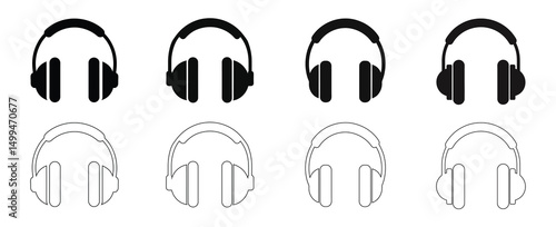 Headphone Icons Black & White