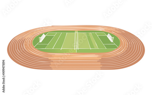 running track with green field