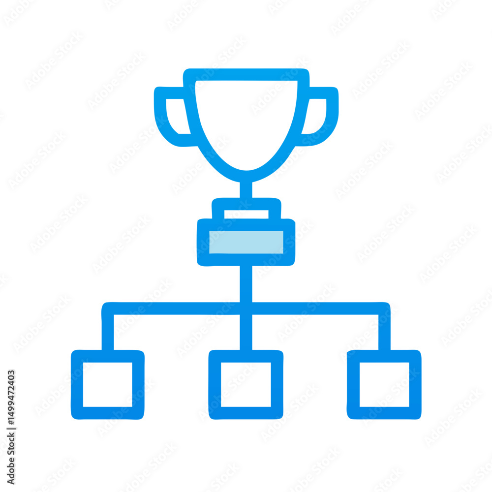 Abstract Trophy Icon with Three Level Hierarchy Chart Abstract Trophy Icon with Three Level Hierarchy Chart