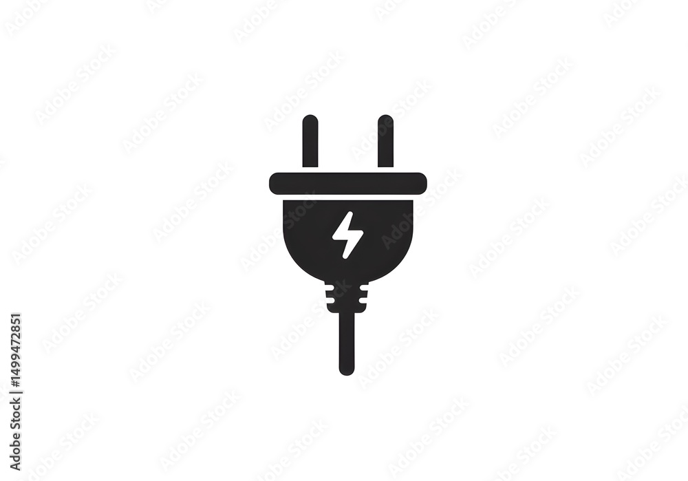 Electric Plug Icon with Lightning Bolt Symbol Electric Plug Icon with Lightning Bolt Symbol