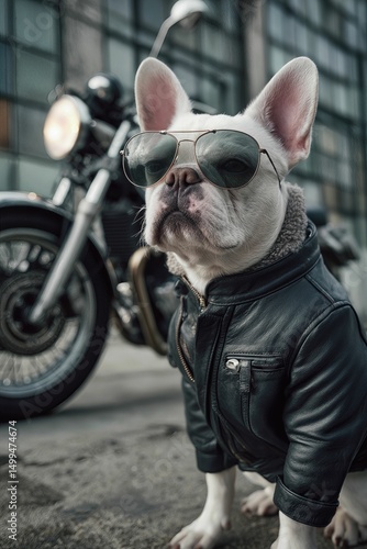 Wallpaper Mural Urban French Bulldog Biker with Sunglasses and Motorcycle Torontodigital.ca