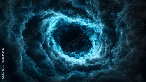 Shimmering blue plasma wave flowing through the cosmic expanse