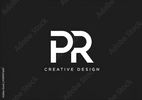 White pr letters creative design logo on a dark gray background simple and modern graphic design