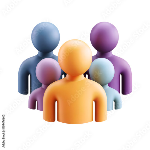 3D Group User icon isolated on transparent background. 3d rendering Cartoon plastic style. PNG file, cut out