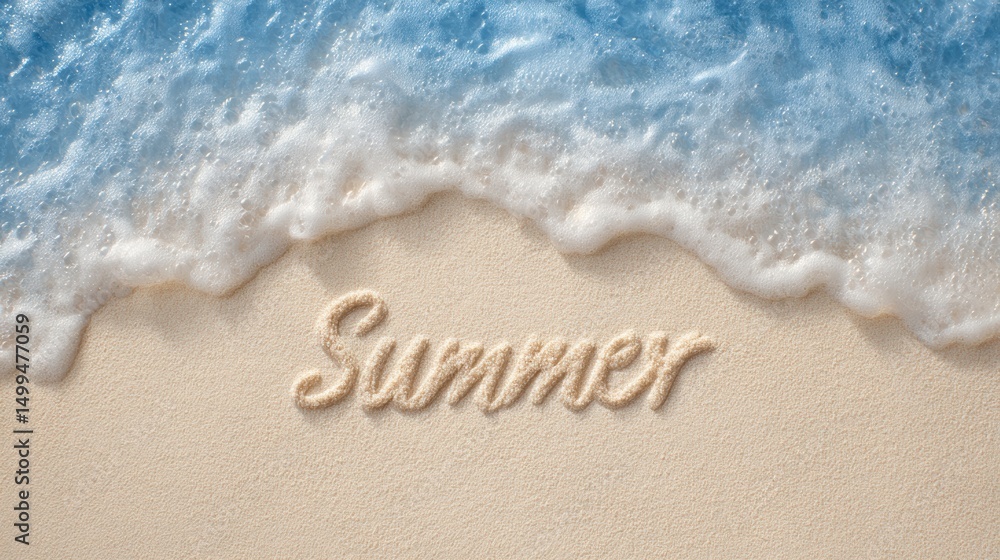 Fototapeta premium Summer in sand tranquil beach scene with ocean waves