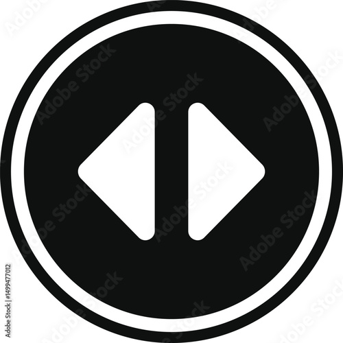 Black pause icon with two parallel bars within a circle.