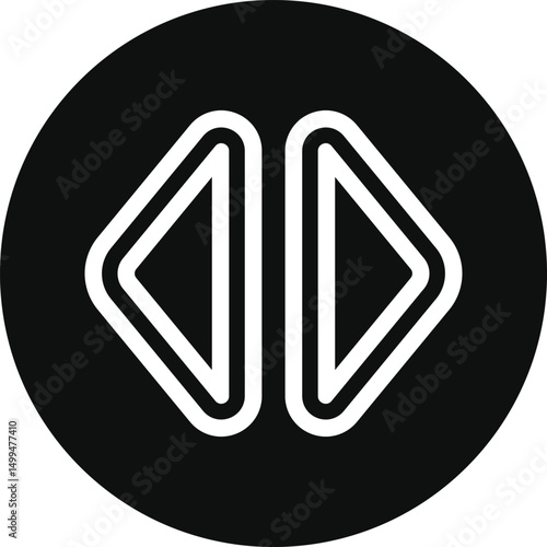 Black pause icon with two parallel bars within a circle.