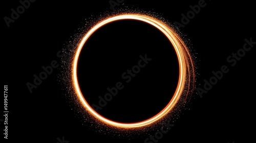 Glowing circle on a black background. The circle is surrounded by a lot of sparkles. The circle is the main focus of the image