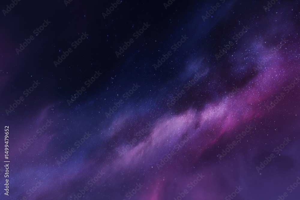 Naklejka premium Ethereal Nebula Shimmers with Cosmic Dust and Starlight in Deep Space Night Sky Abstract Background