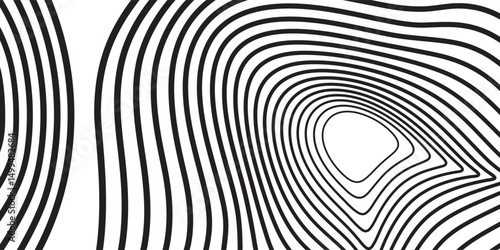 Twisting Whirl Motion and 3D Illusion in Abstract Op Art Striped Lines Pattern.