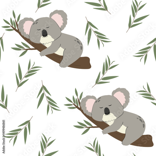 Photography Children’s animals pattern with koala