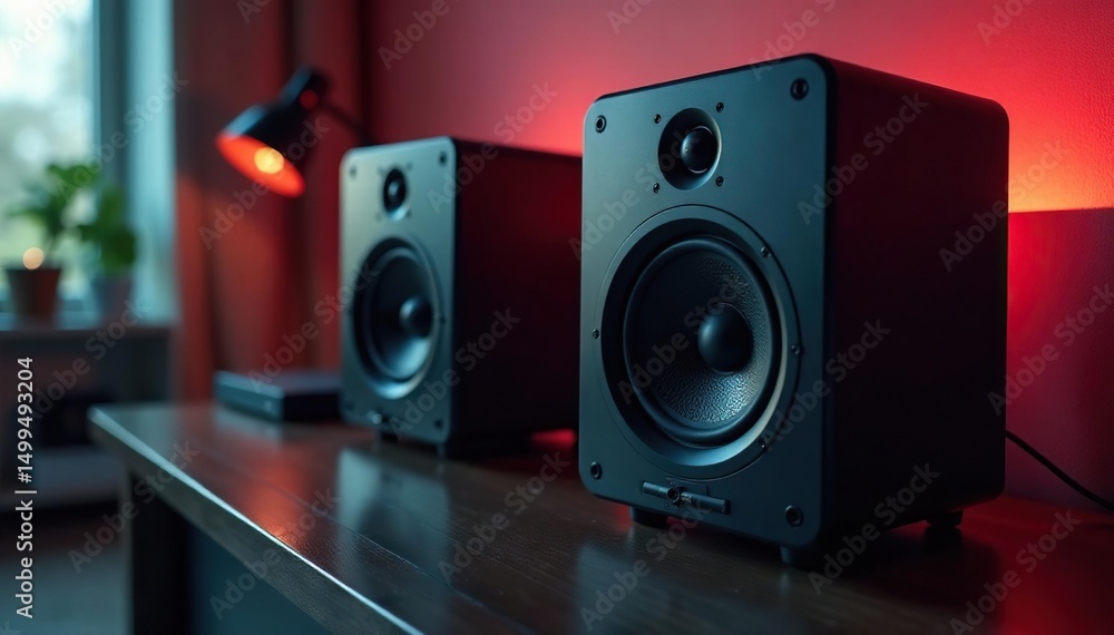Fototapeta premium High-end audio speakers, showcasing sleek design and superior sound quality , speaker system, treble