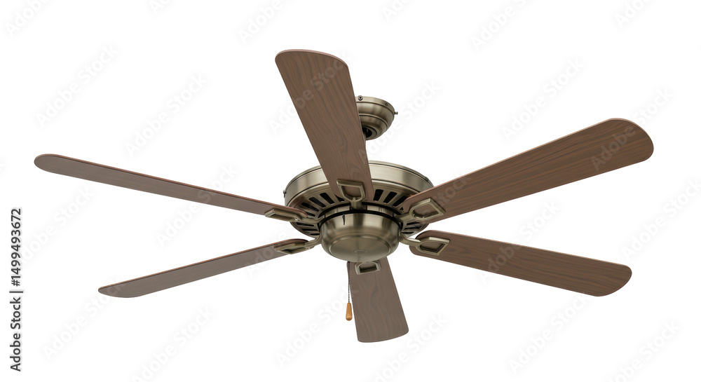 Isolated Ceiling Fan with Wooden Blades for Air Circulation Isolated Ceiling Fan with Wooden Blades for Air Circulation