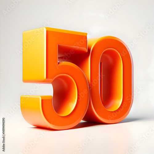 3d orange number 50 isolated