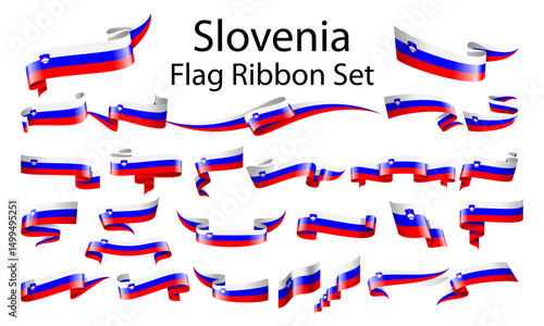 Slovenia ribbon flag set