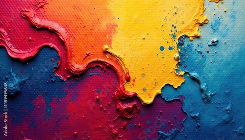 Vibrant abstract color painting on canvas, close-up texture , colors, modern, colorful