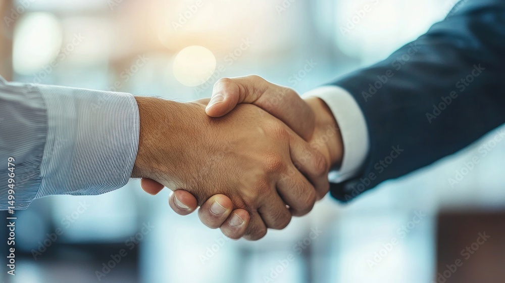 A professional candidate shaking hands with an interviewer in a modern office. A professional candidate shaking hands with an interviewer in a modern office.