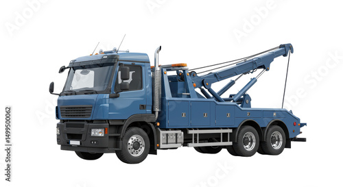 Isolated Blue Tow Truck Roadside Assistance Vehicle