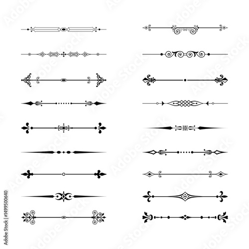 Text dividers doodle set. Wedding decorative elements. Divider ornament, borders, vintage line separators
