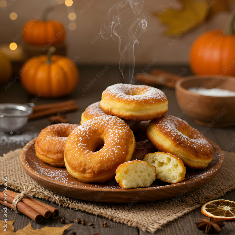 Naklejka premium Pumpkin Spice Donuts: Fall Recipe