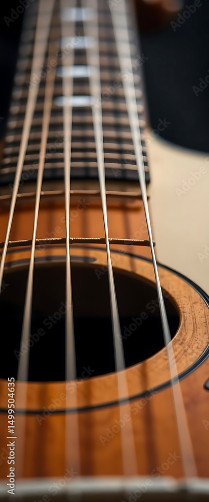 Obraz premium close up of a guitar strings and strings