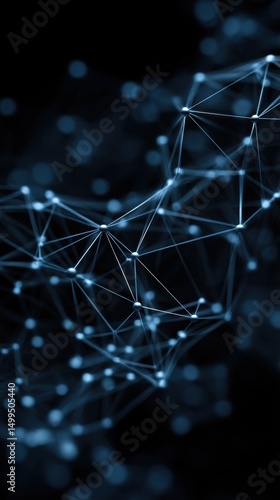 Abstract Network Connection Plexus Structure Close Up Shot with Dark Background for Science or Technology