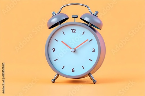 Retro Alarm Clock on Orange Background: Vintage Style Timepiece Stock Photo for Schedules, Deadlines & Wake-Up Calls