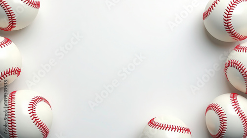 Wallpaper with baseball balls, clear background with copy space. Sports template. Banner for birthday cards, invitations, baseball-themed advertisements