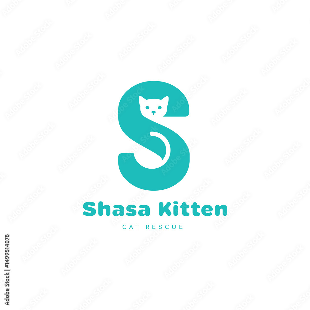 Fototapeta premium Cat rescue letter s cat initial logo design modern vector