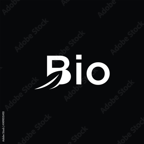 typography text bio logo design, leaf nature graphic vector template