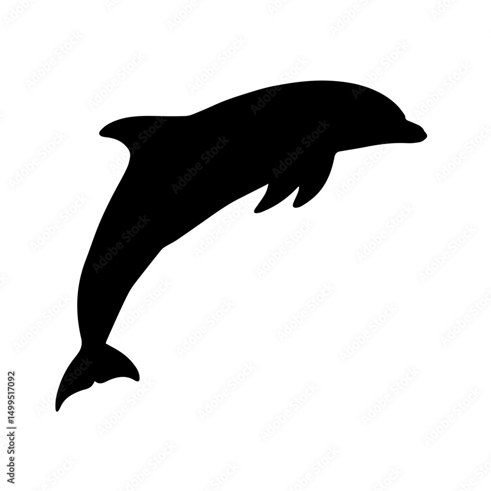 Fototapeta premium Leaping Dolphin Silhouette A Bold Black Aquatic Mammal Design