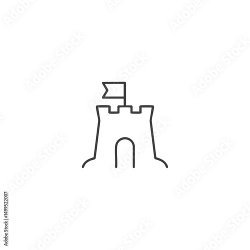 Sand castle icon logo flat vector design