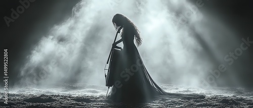 Silhouette of a Violinist in Dramatic Lighting