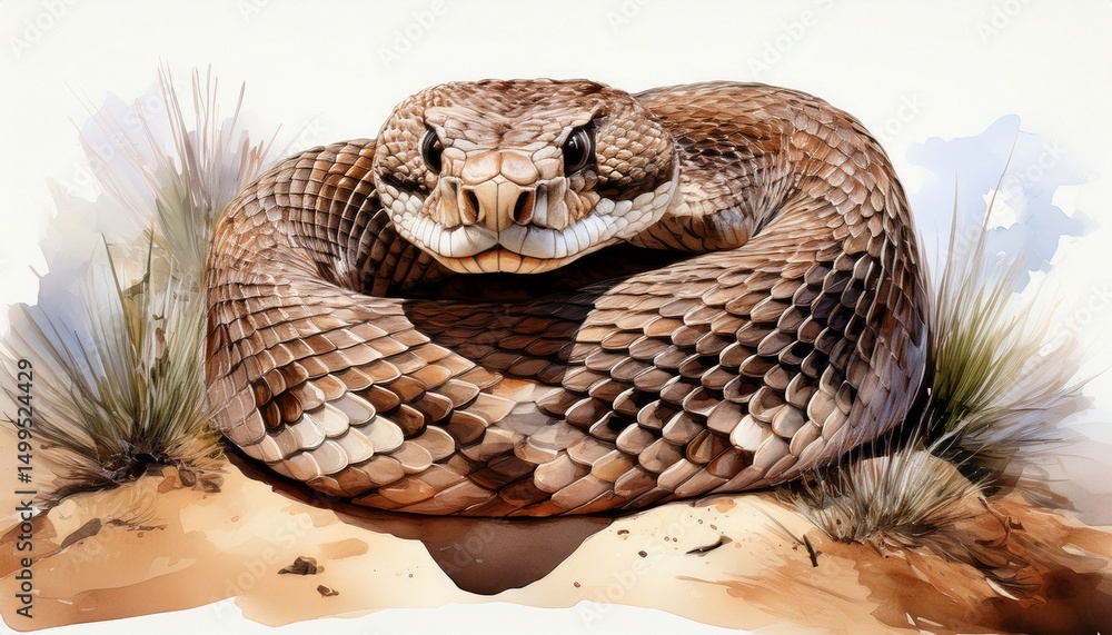 Naklejka premium Gefährliche Klapperschlange im Wüstensand