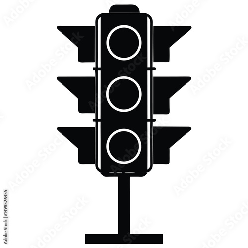 Red traffic light stop signal isolated on white