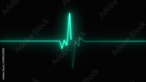 Heartbeat monitor EKG line monitor showing heart pulse .Neon sign heartbeat signal animation , Glowing white color neon heartbeat icon. Heart bit signal animated