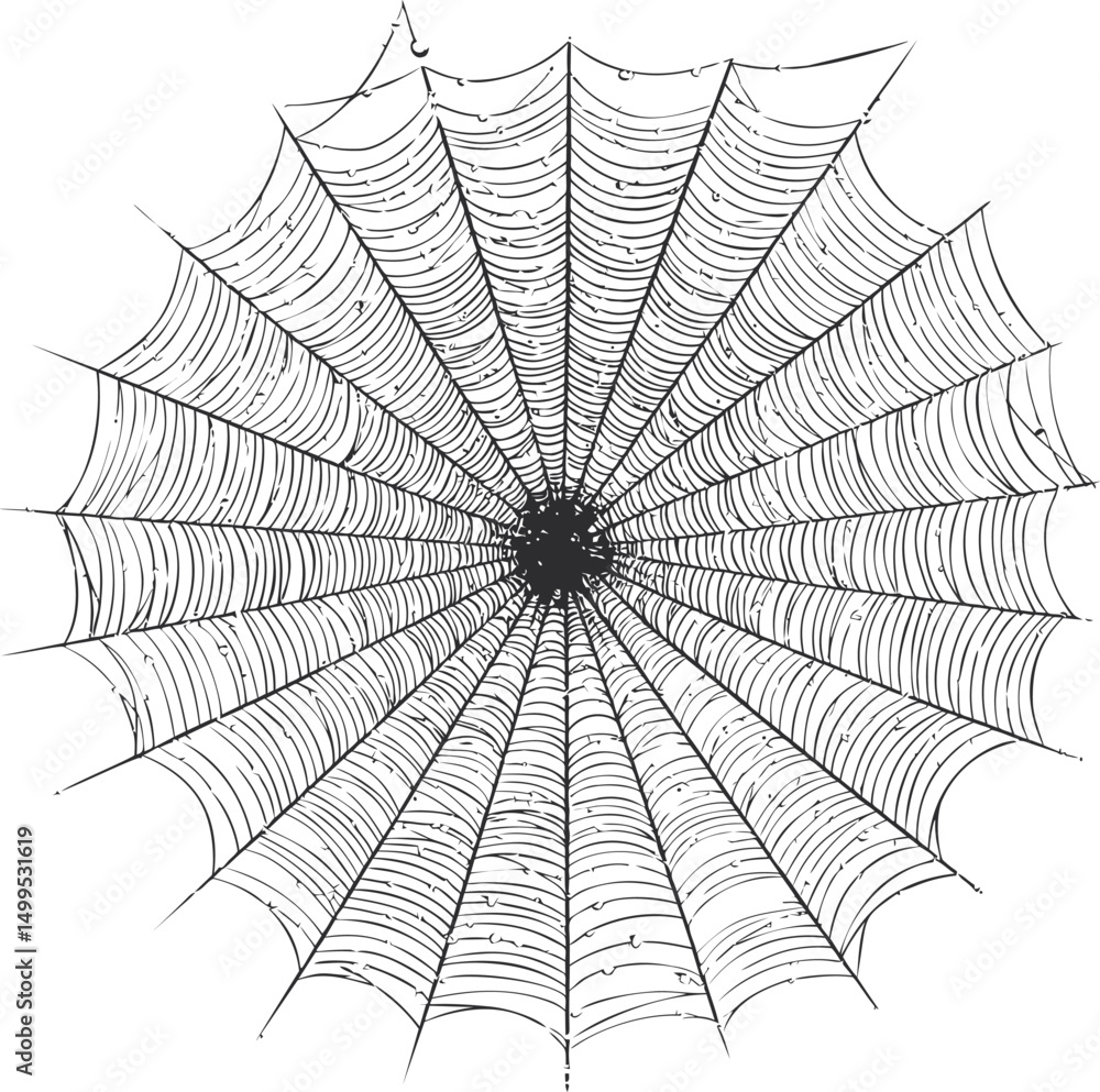 Fototapeta premium Intricate black and white spider web pattern with symmetrical design. Vector illustration