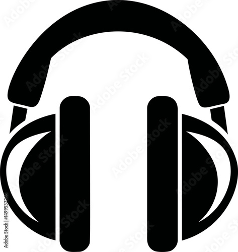 Black silhouette of over-ear headphones for music listening design. Vector illustration