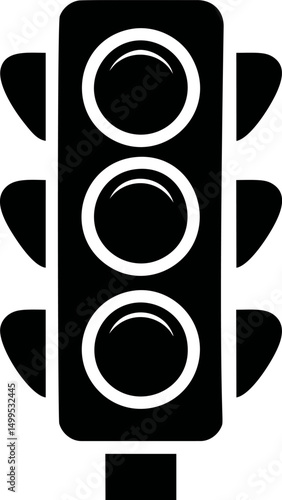 Simple black and white traffic light icon in minimalist design style. Vector illustration