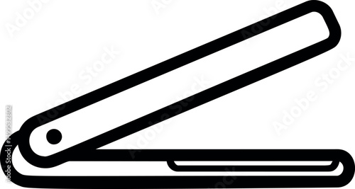 Line art of a hair straightener in a minimalist black and white style illustration. Vector illustration