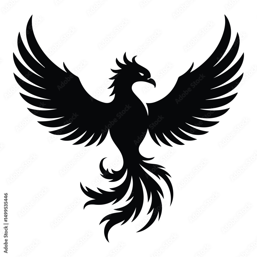 Fototapeta premium A silhouette of Phoenix flight Icon vector on a white background