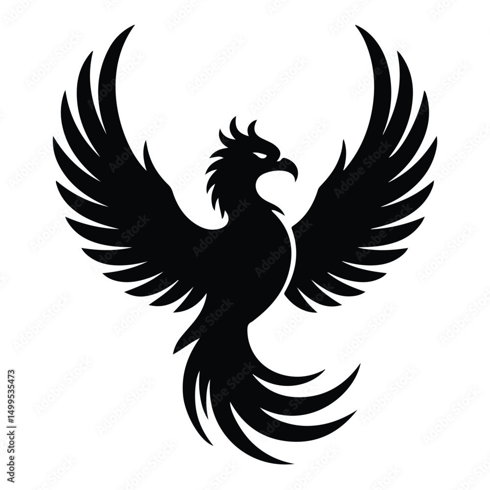 Fototapeta premium A silhouette of Phoenix flight Icon vector on a white background
