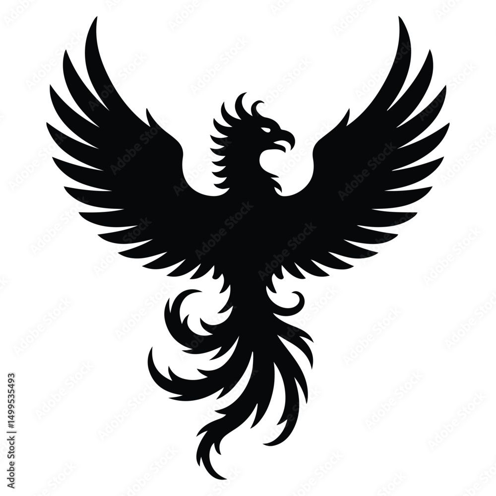 Fototapeta premium A silhouette of Phoenix flight Icon vector on a white background