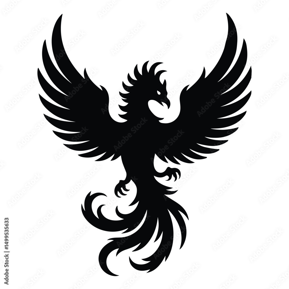 Obraz premium A silhouette of Phoenix flight Icon vector on a white background