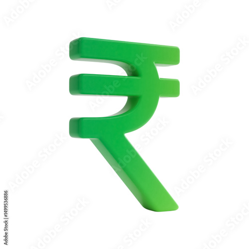 Green 3d render of indian rupee symbol
