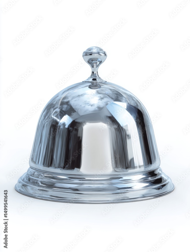 Elegant Silver Serving Dome on White Background Studio Shot for Fine Dining and Culinary Presentation Elegant Silver Serving Dome on White Background Studio Shot for Fine Dining and Culinary Presentation