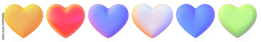 PNG Colorful gradient heart icons, element set on transparent background PNG Colorful gradient heart icons, element set on transparent background